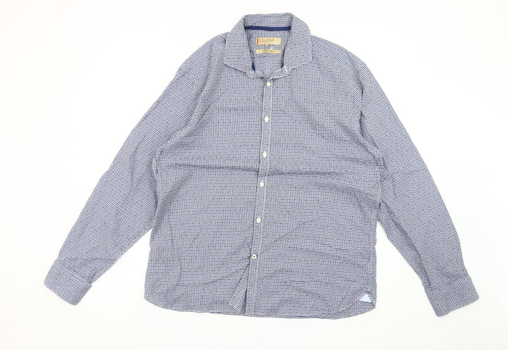 Marks and Spencer Men’s Blue Check Cotton Shirt XL Tailored Fit
