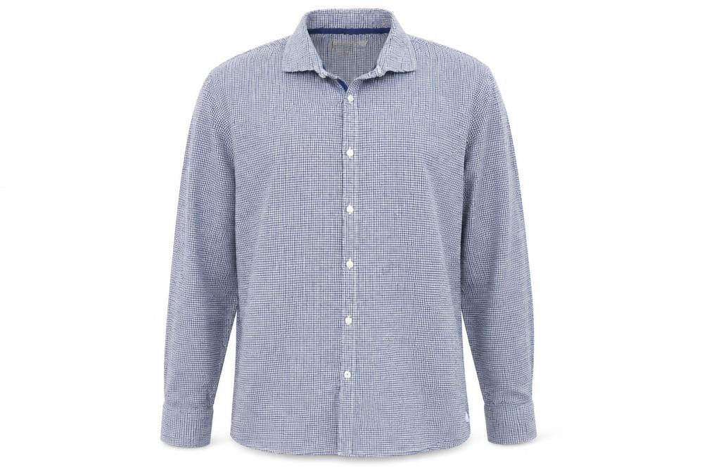 Marks and Spencer Men’s Blue Check Cotton Shirt XL Tailored Fit
