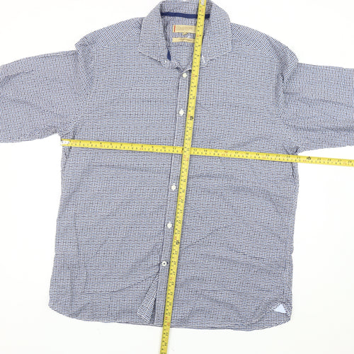 Marks and Spencer Men’s Blue Check Cotton Shirt XL Tailored Fit