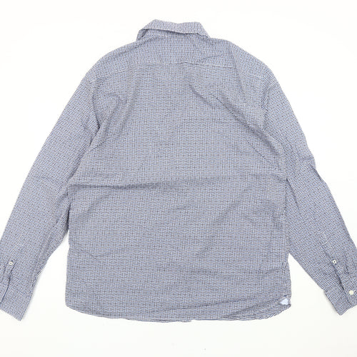 Marks and Spencer Men’s Blue Check Cotton Shirt XL Tailored Fit