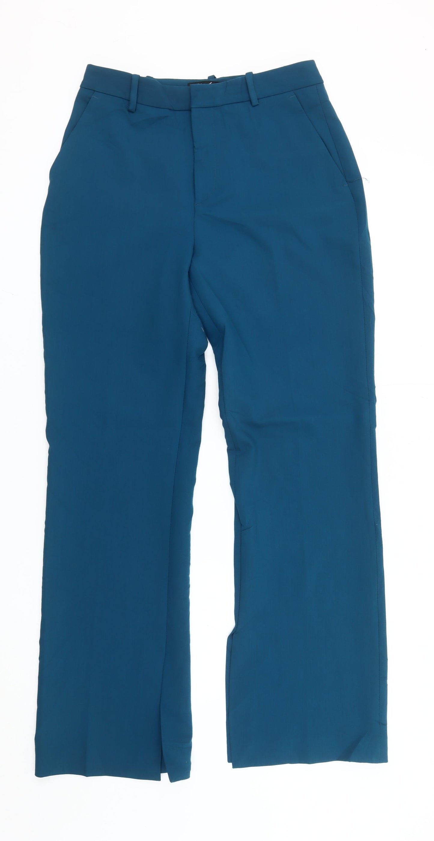 Zara Womens Blue Straight Leg Dress Pants Trousers Size M