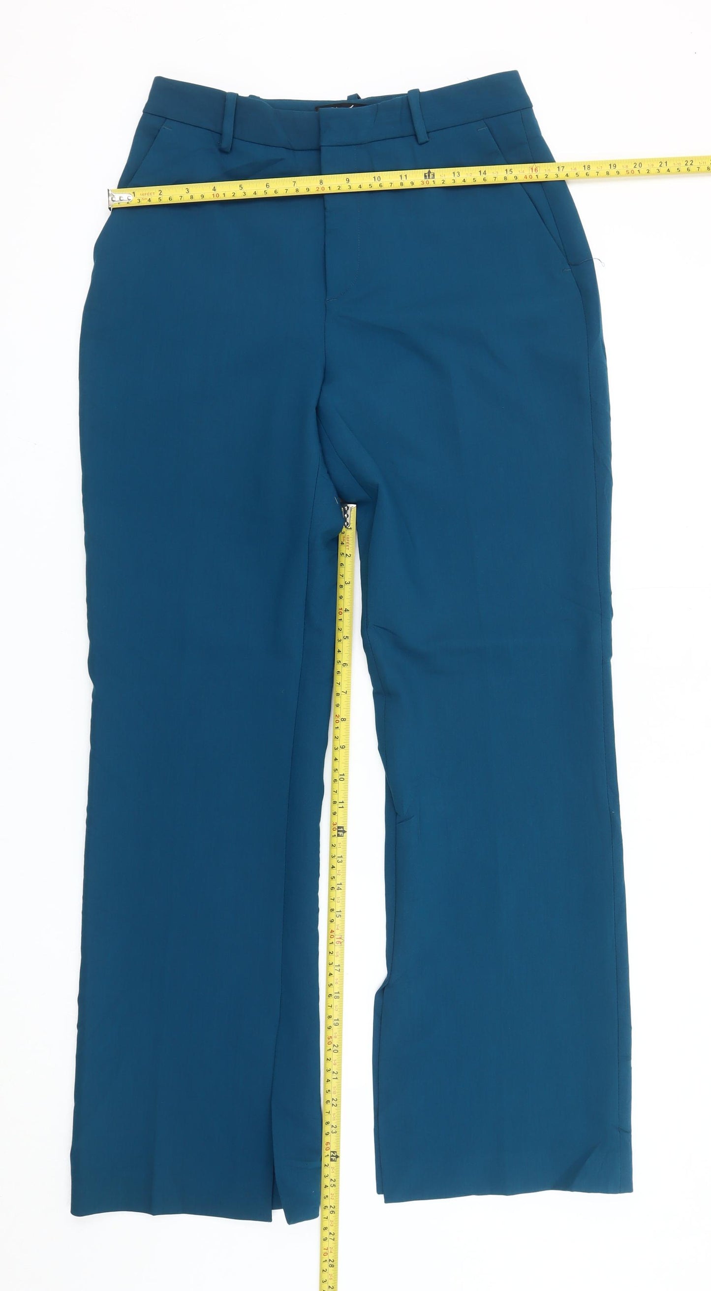 Zara Womens Blue Straight Leg Dress Pants Trousers Size M