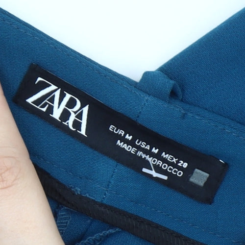 Zara Womens Blue Straight Leg Dress Pants Trousers Size M