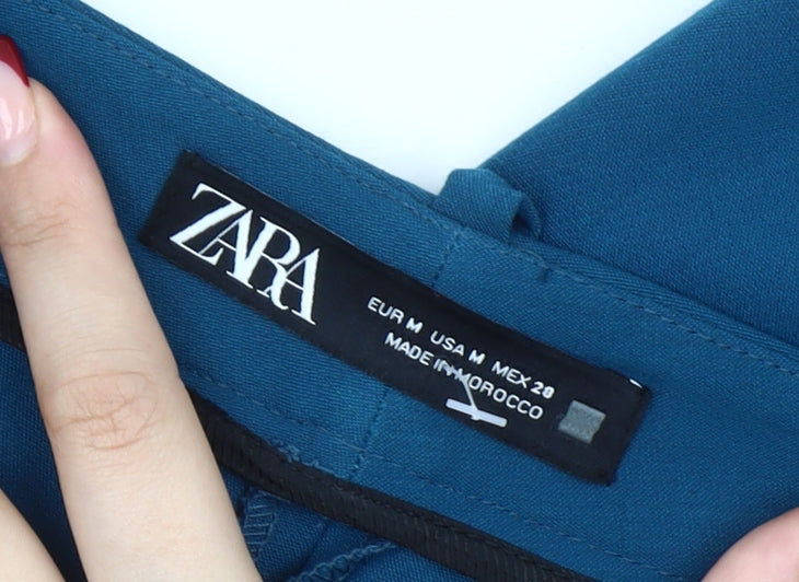 Zara Womens Blue Straight Leg Dress Pants Trousers Size M