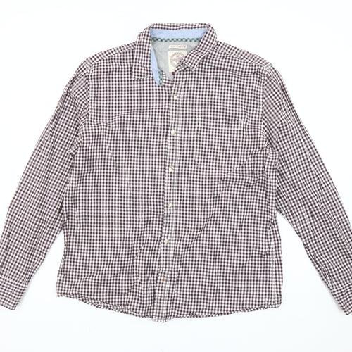 Fat Face Men’s Brown Check Slim Fit XL Cotton Button-Up Shirt