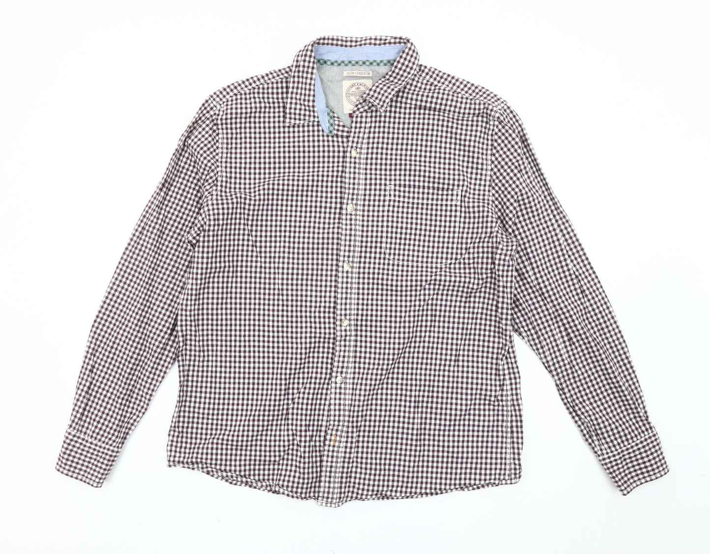 Fat Face Men’s Brown Check Slim Fit XL Cotton Button-Up Shirt