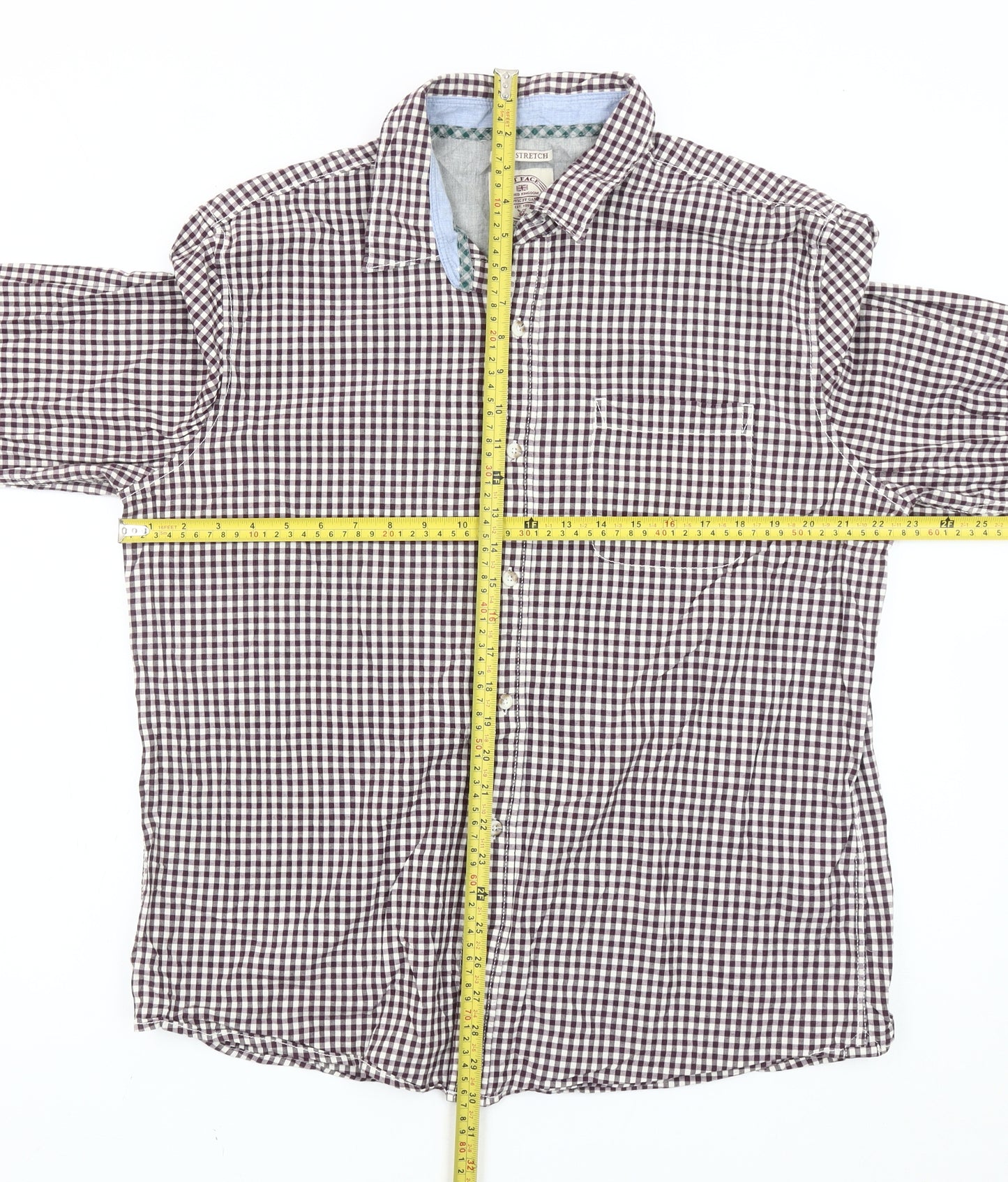 Fat Face Men’s Brown Check Slim Fit XL Cotton Button-Up Shirt