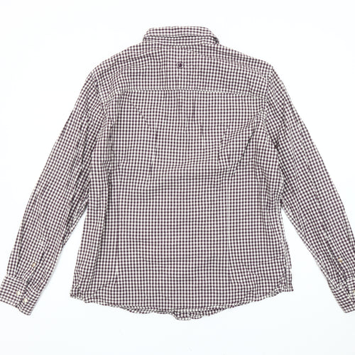 Fat Face Men’s Brown Check Slim Fit XL Cotton Button-Up Shirt