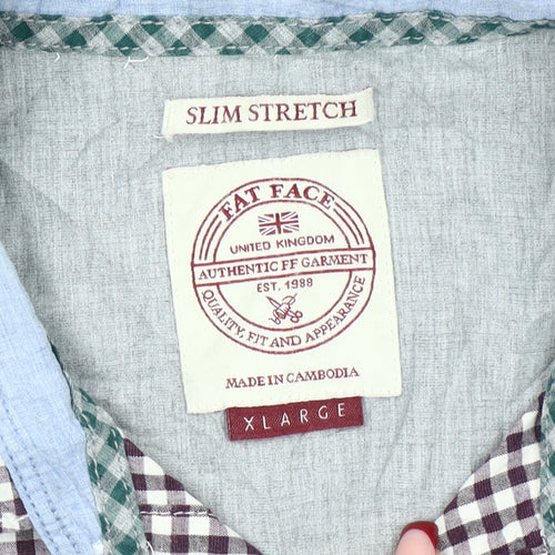 Fat Face Men’s Brown Check Slim Fit XL Cotton Button-Up Shirt