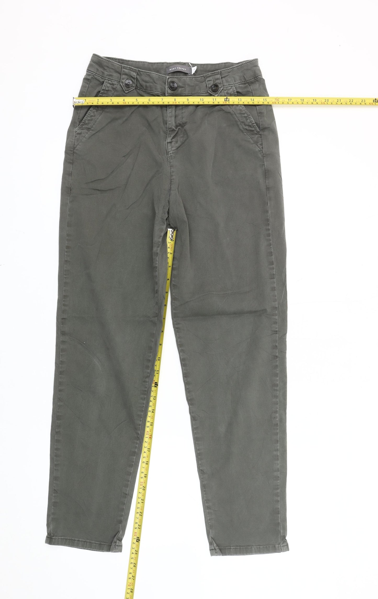 Mint Velvet Women's Green Size 8 Slim Chino Trousers