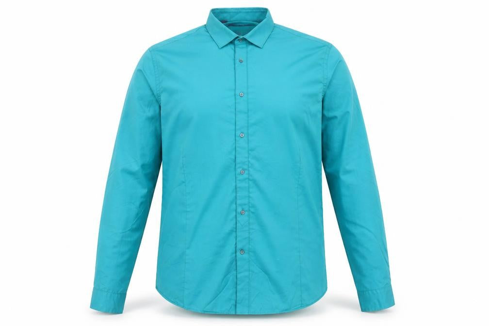 Next Men's Green Slim Fit Cotton Button-Up Shirt 17in Chest