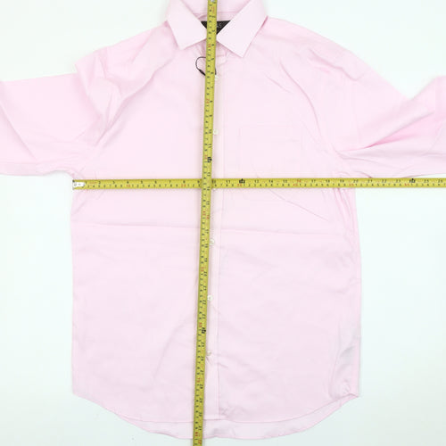 Marks and Spencer Men's Pink 15 Regular Fit Non-Iron Cotton Shirt