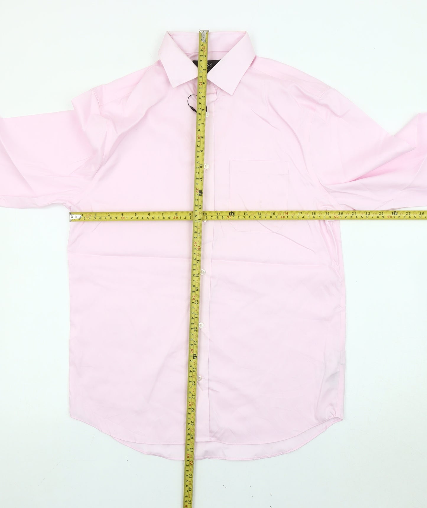 Marks and Spencer Men's Pink 15 Regular Fit Non-Iron Cotton Shirt