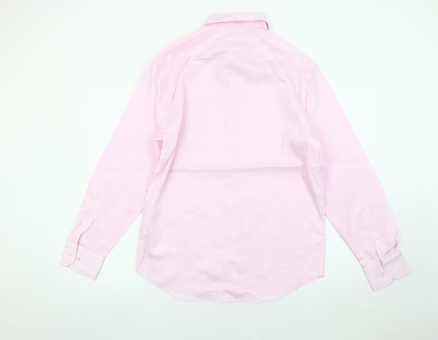 Marks and Spencer Men's Pink 15 Regular Fit Non-Iron Cotton Shirt