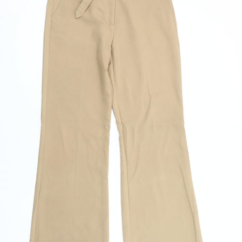 Marks and Spencer Womens Beige Chino Trousers UK 12 Regular Flared