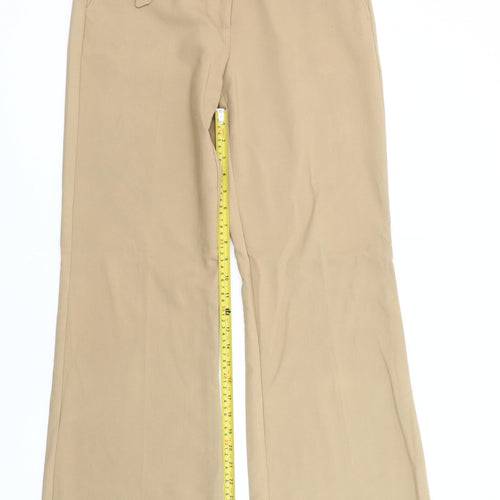 Marks and Spencer Womens Beige Chino Trousers UK 12 Regular Flared