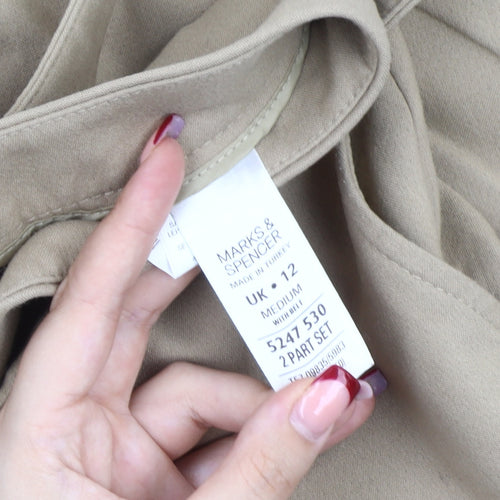 Marks and Spencer Womens Beige Chino Trousers UK 12 Regular Flared