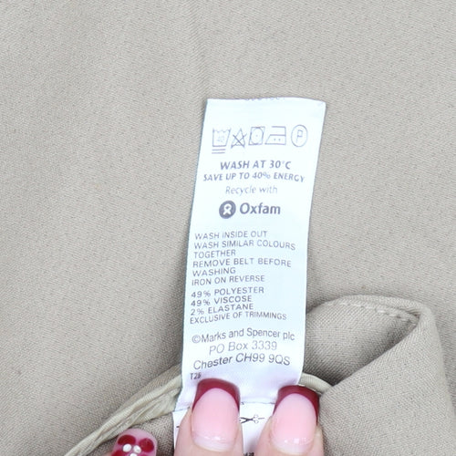 Marks and Spencer Womens Beige Chino Trousers UK 12 Regular Flared