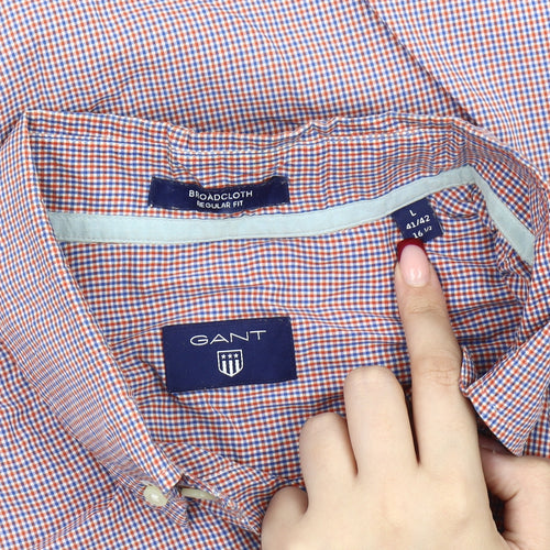 GANT Men’s Multicoloured Check Shirt L Regular Fit Cotton