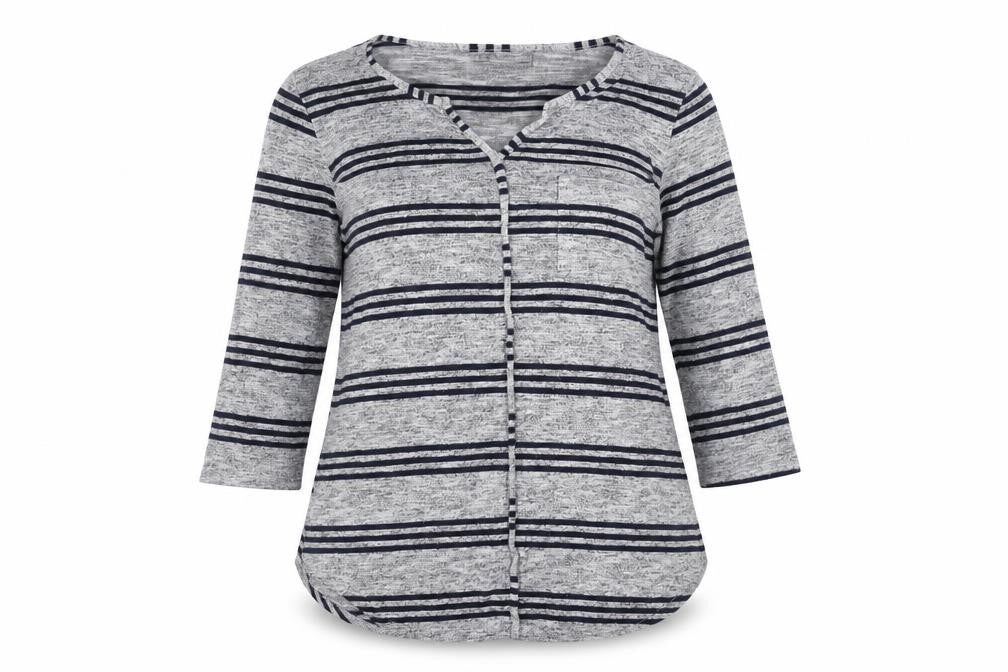 Papaya Women’s Grey Striped Cardigan UK 12 3/4 Sleeve Knit
