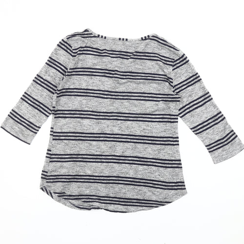 Papaya Women’s Grey Striped Cardigan UK 12 3/4 Sleeve Knit