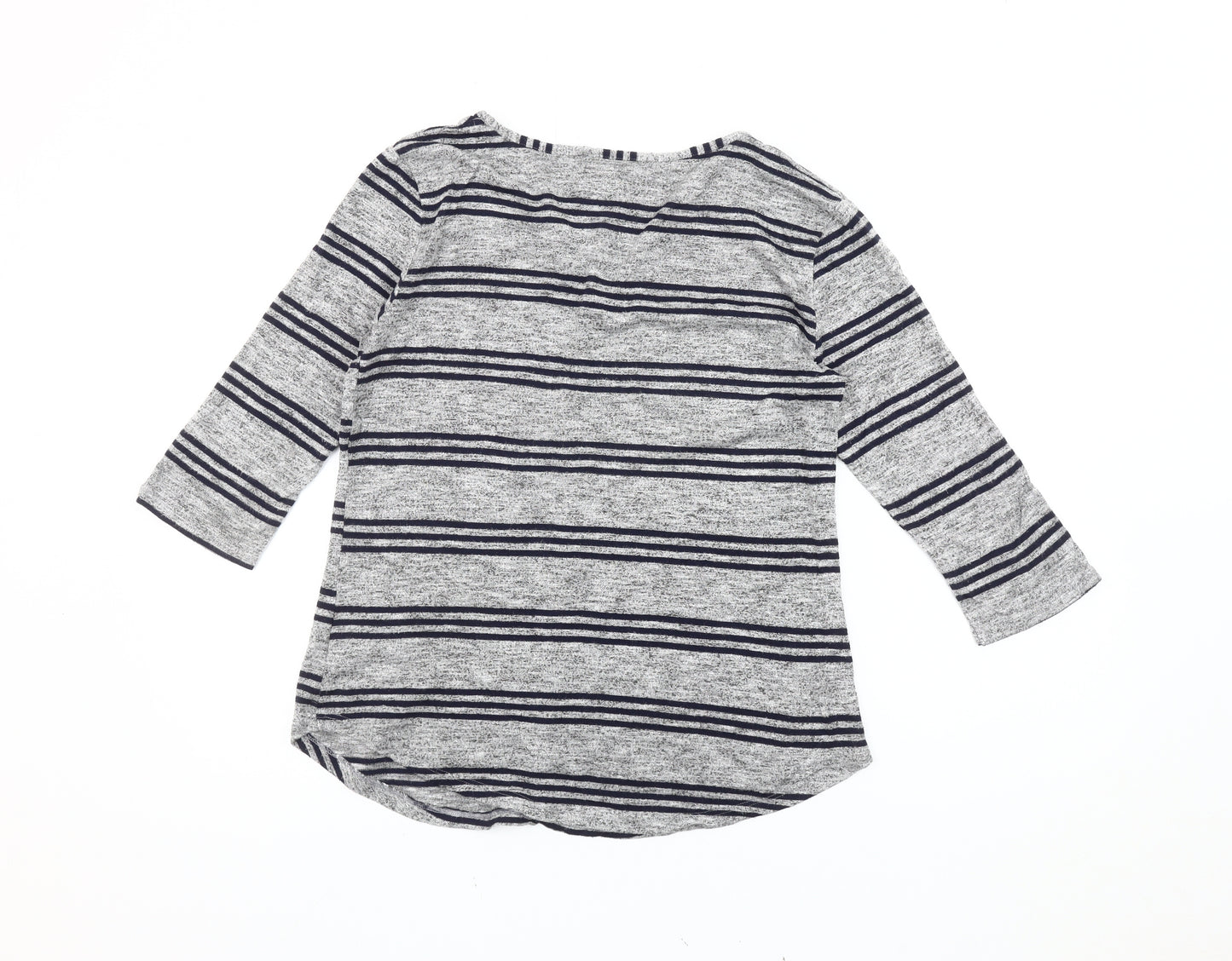 Papaya Women’s Grey Striped Cardigan UK 12 3/4 Sleeve Knit