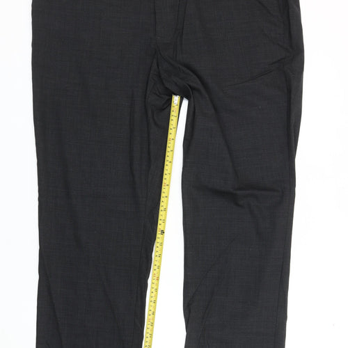 Marks and Spencer Mens Black 46in Regular Fit Dress Pants Wool Blend