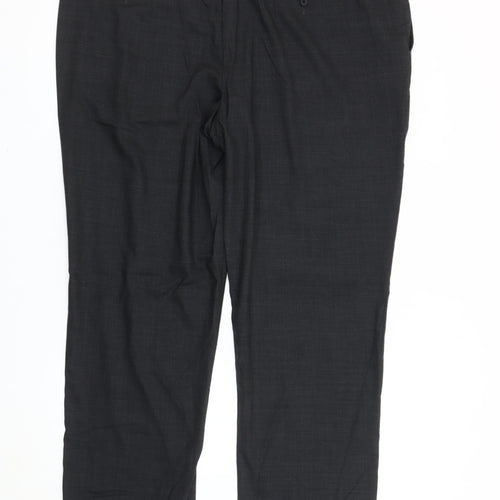 Marks and Spencer Mens Black 46in Regular Fit Dress Pants Wool Blend