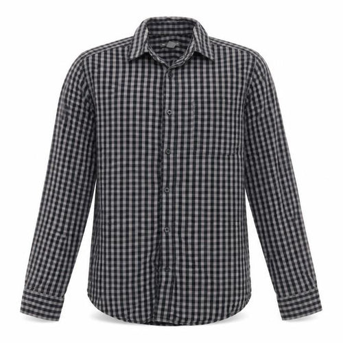 Gap Men’s Black Grey Slim Fit Checked Long Sleeve Button-Up Shirt Size 14-14.5