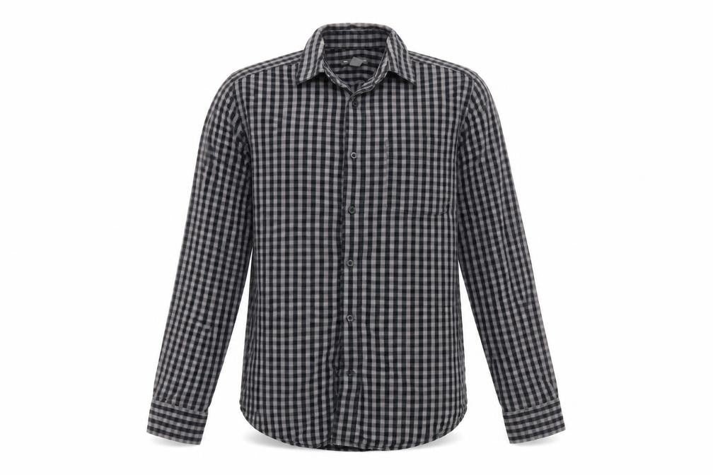Gap Men’s Black Grey Slim Fit Checked Long Sleeve Button-Up Shirt Size 14-14.5