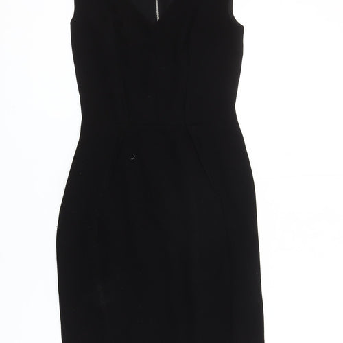 H&M Women’s Black Sheath Dress Size 6 V-Neck Sleeveless Knee Length