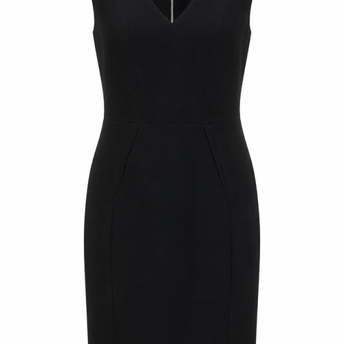 H&M Women’s Black Sheath Dress Size 6 V-Neck Sleeveless Knee Length