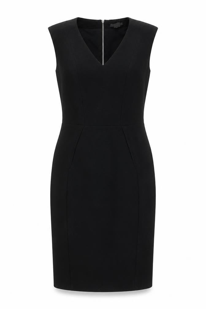 H&M Women’s Black Sheath Dress Size 6 V-Neck Sleeveless Knee Length