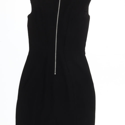 H&M Women’s Black Sheath Dress Size 6 V-Neck Sleeveless Knee Length
