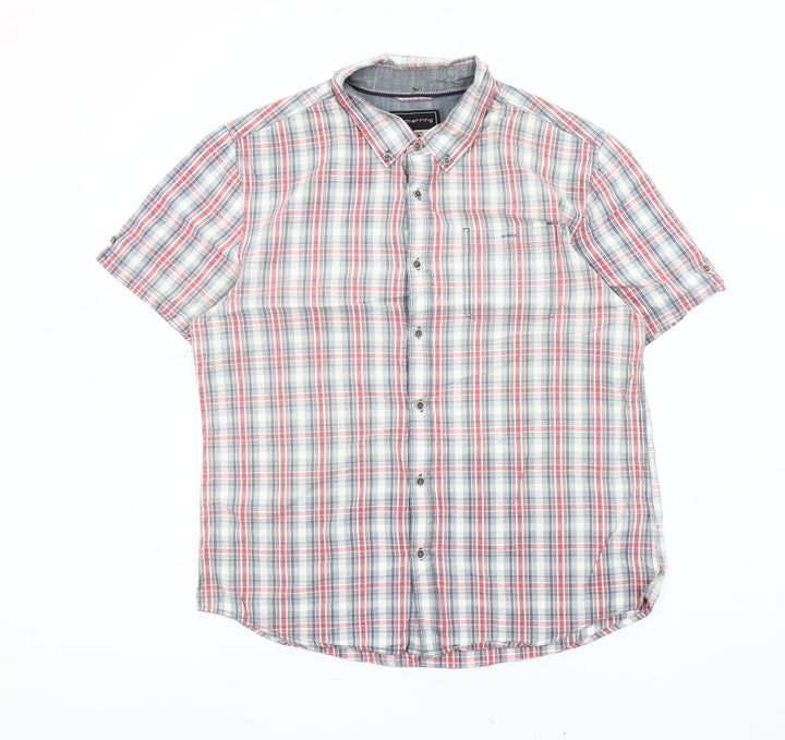 Red Herring Mens Multicoloured Checked Short Sleeve Shirt L