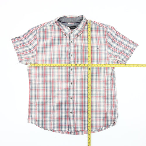 Red Herring Mens Multicoloured Checked Short Sleeve Shirt L