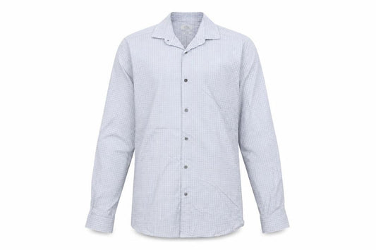 Front view of Next Men’s Blue Check Slim Fit Long Sleeve Cotton Shirt 14.5in Collar