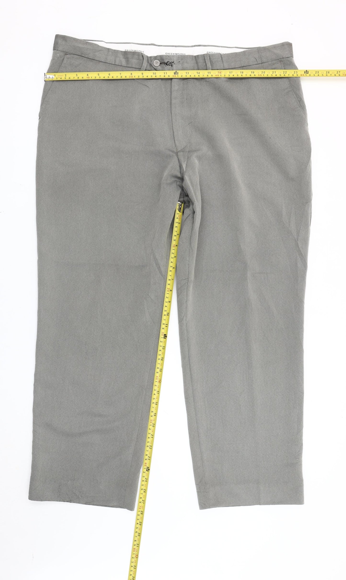 Greenwoods Mens Grey Chino Trousers 45in Waist 29in Leg Big & Tall