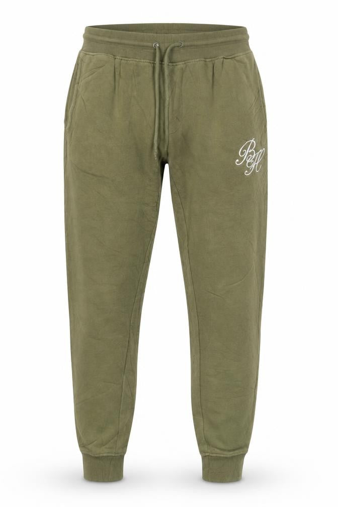 Front view of Beck & Hersey Men's Green Jogger Sweatpants, size M, Cotton Blend
