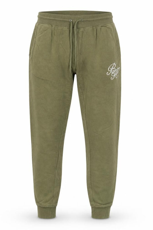 Front view of Beck & Hersey Men's Green Jogger Sweatpants, size M, Cotton Blend