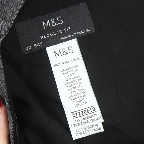 Marks and Spencer Men’s Grey Regular Fit Dress Pants 32W 29L