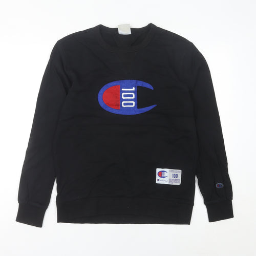 Champion Unisex Adults Black Medium Pullover Sweatshirt Logo