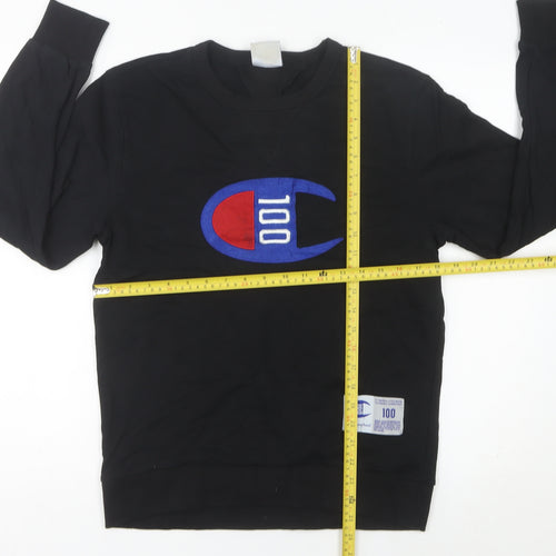 Champion Unisex Adults Black Medium Pullover Sweatshirt Logo