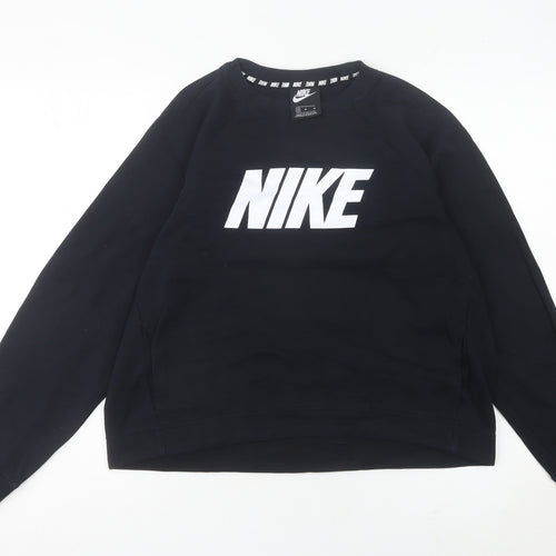 Nike Womens Black Sweatshirt UK 10 Logo Crew Neck Pullover
