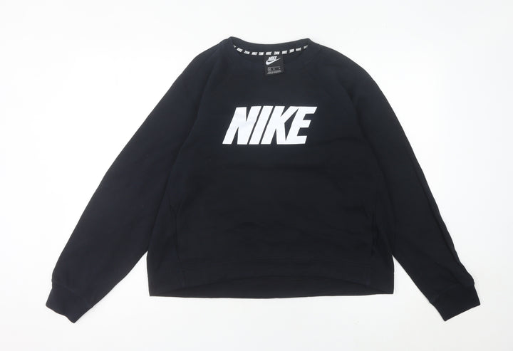 Nike Womens Black Sweatshirt UK 10 Logo Crew Neck Pullover