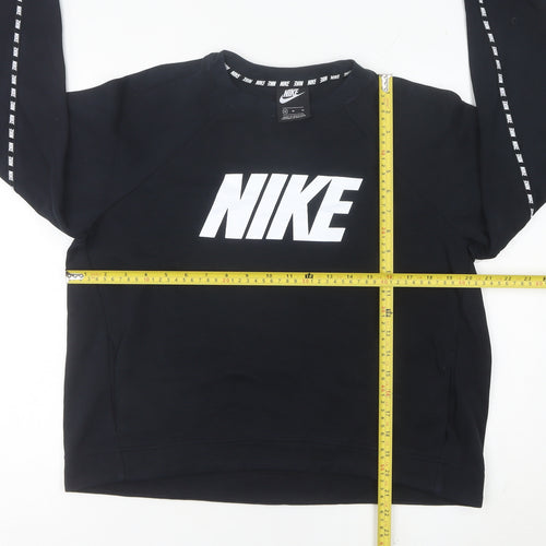 Nike Womens Black Sweatshirt UK 10 Logo Crew Neck Pullover