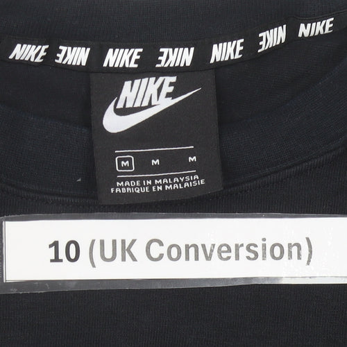 Nike Womens Black Sweatshirt UK 10 Logo Crew Neck Pullover
