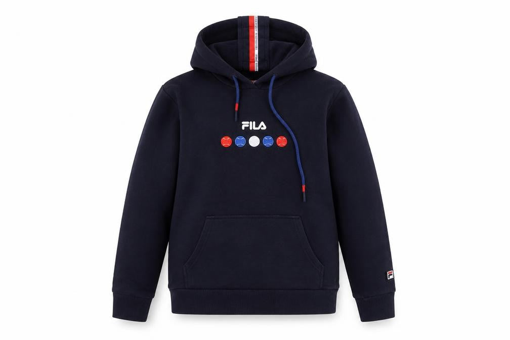 Fila Womens Navy Blue Pullover Hoodie Size 10 UK Long Sleeve Logo