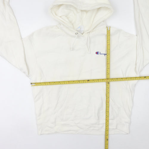 Champion Women’s White Hoodie L Pullover Logo Cotton Blend