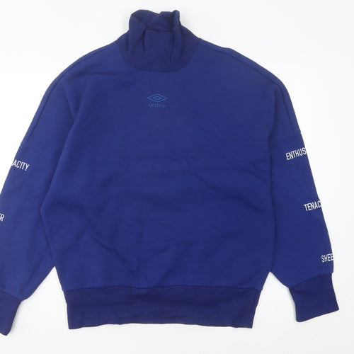 Umbro Womens Blue Sweatshirt Size 10 High Neck Pullover Sportswear